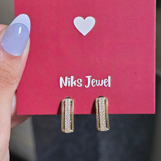 Pavé Crystal Gold Hoop Earrings.