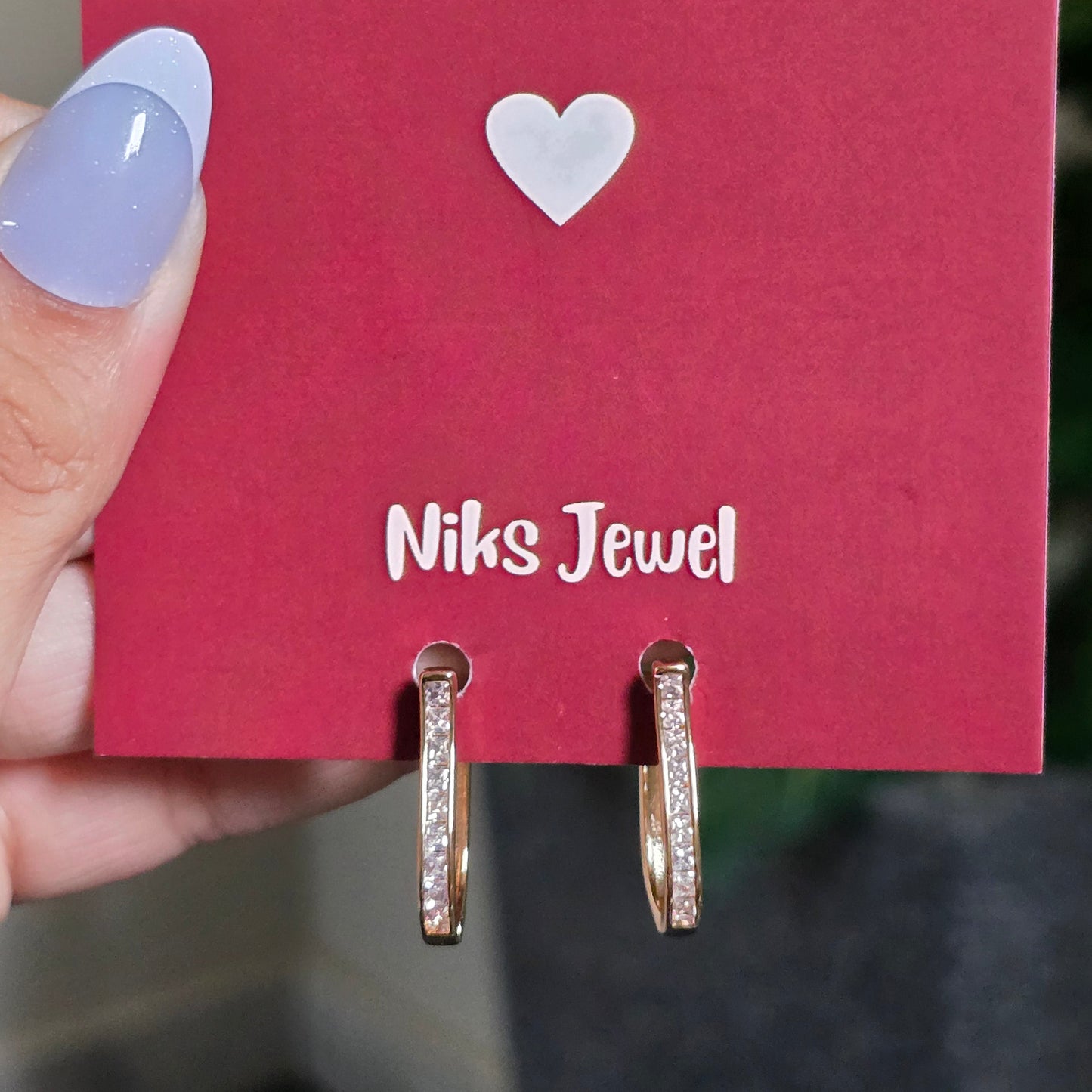 Modern Oval Crystal Hoop Earring,
