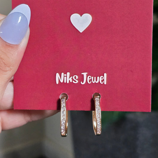 Modern Oval Crystal Hoop Earring,