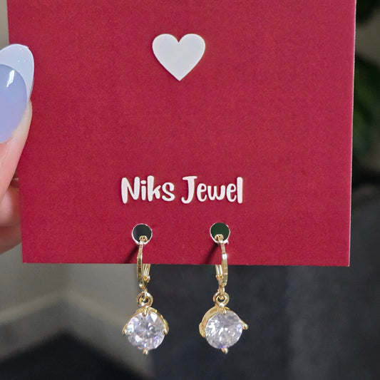 Classic Solitaire Crystal Drop Hoop Earrings.
