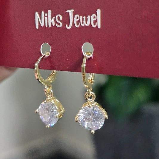 Classic Solitaire Crystal Drop Hoop Earrings.