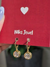 Bezel Set Crystal Drop Hoop Earrings.