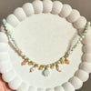 Beaded Gemstone Necklace with Pearl and Charm Drops.