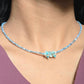 Blue-Grey Beaded Necklace with Charm Cluster Pendant.