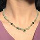 Green Stone Chip Necklace with Emerald-Cut Crystal Pendant.