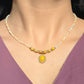 Yellow Beaded Necklace with Sunburst Oval Pendant.