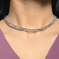 Double Strand Metallic Beaded Necklace with Iridescent Stone Accents.