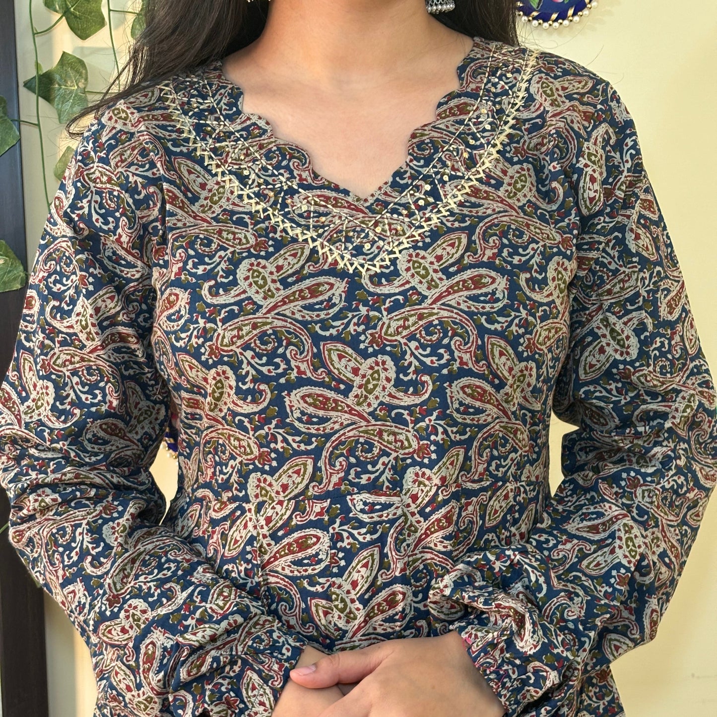 Full-sleeves Pure Cotton Anarkali Set