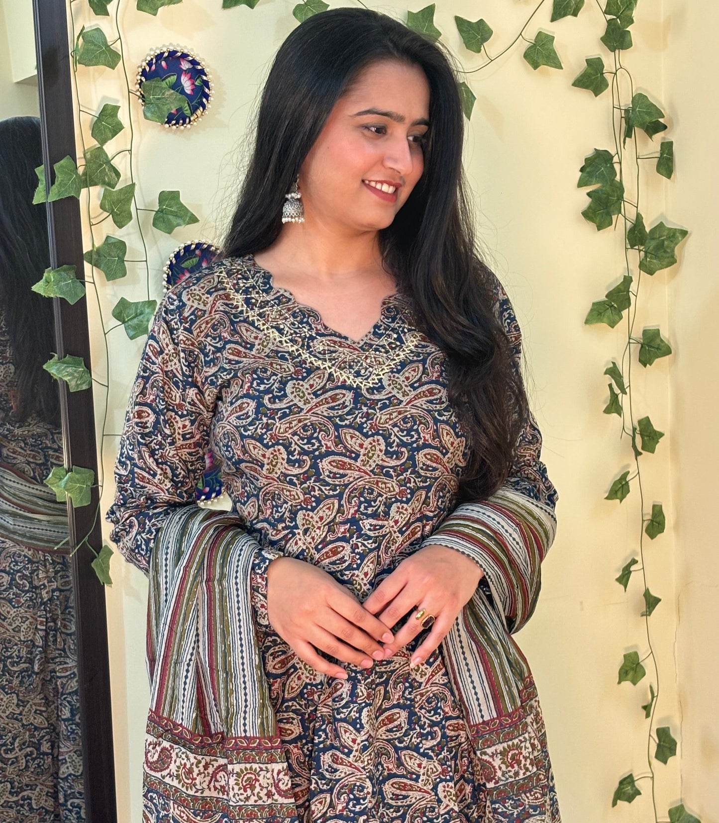 Full-sleeves Pure Cotton Anarkali Set
