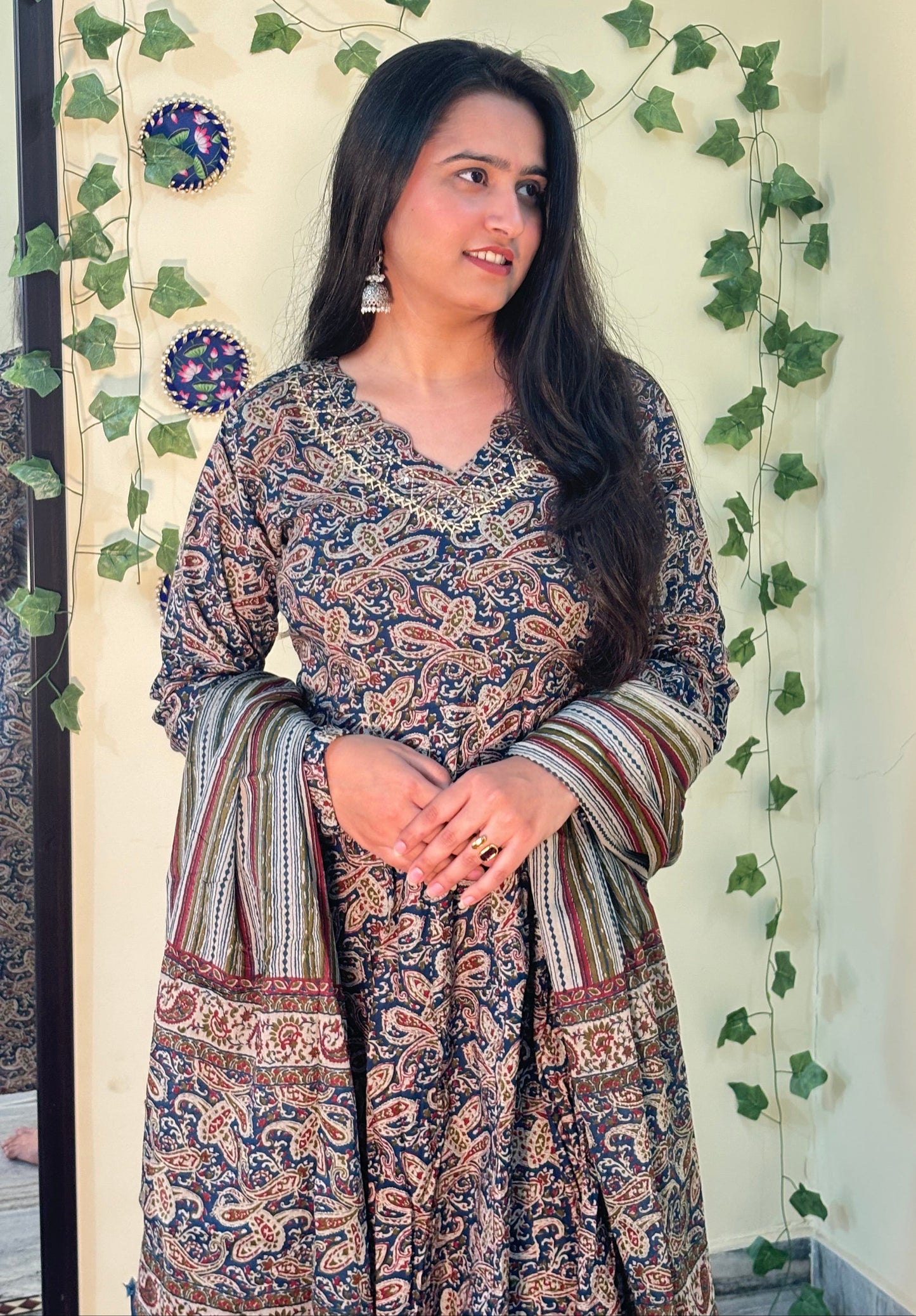Full-sleeves Pure Cotton Anarkali Set
