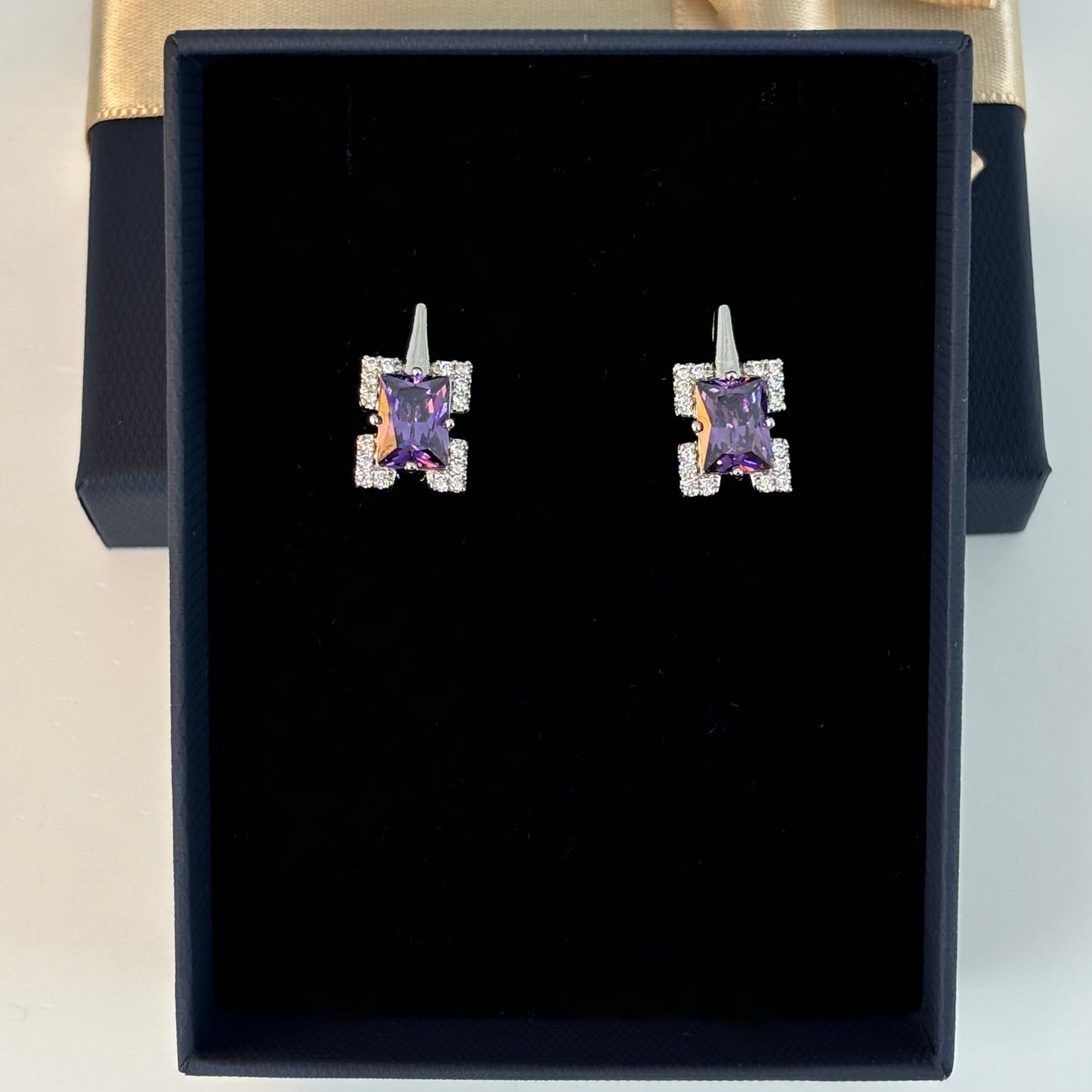 Regal Amethyst Silver Drop Earrings