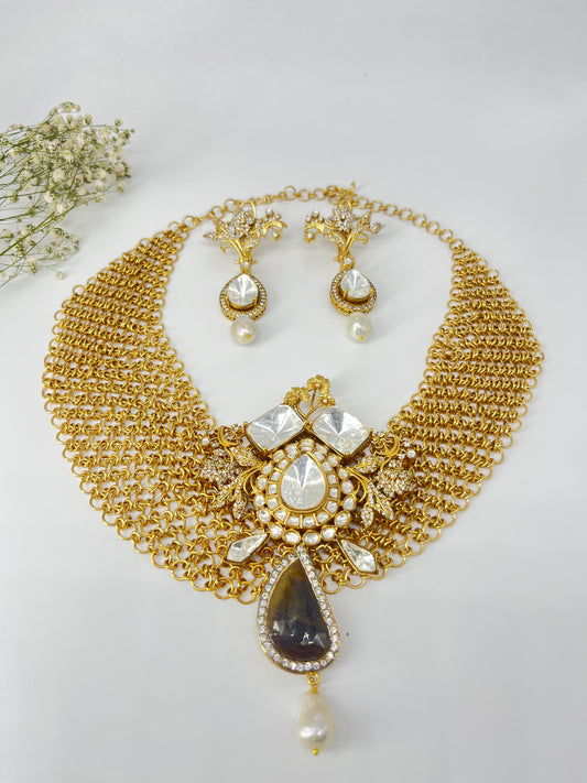 Polki stone statement necklace