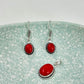Natural  Red Coral stone pendant & earring set