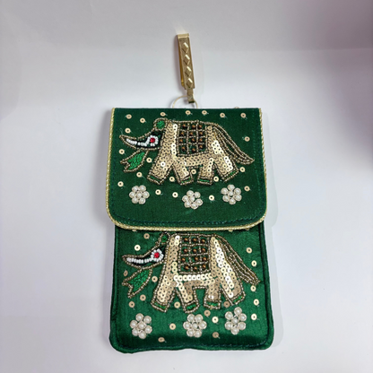 Elephant Motive Mobile Sling - Hand Embroidered