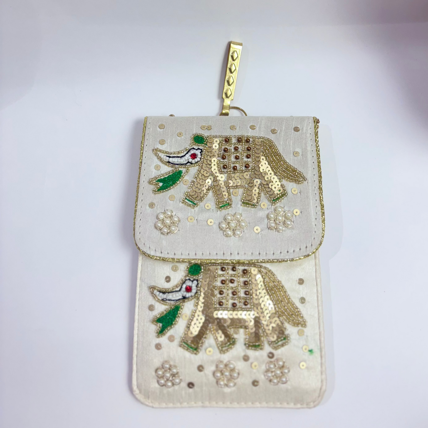 Elephant Motive Mobile Sling - Hand Embroidered