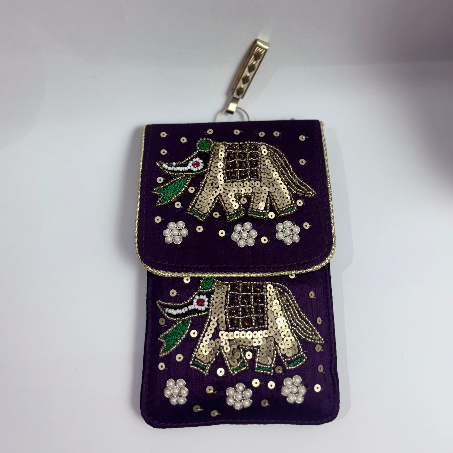 Elephant Motive Mobile Sling - Hand Embroidered