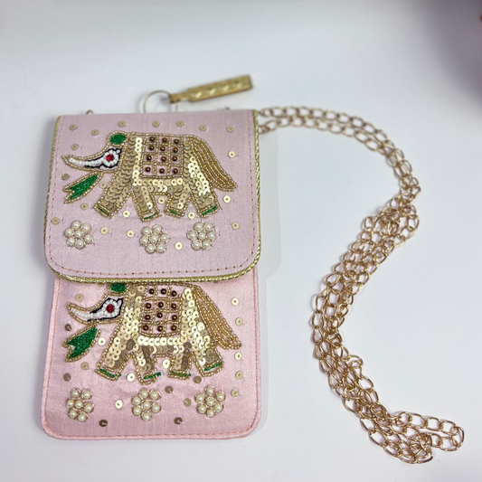 Elephant Motive Mobile Sling - Hand Embroidered