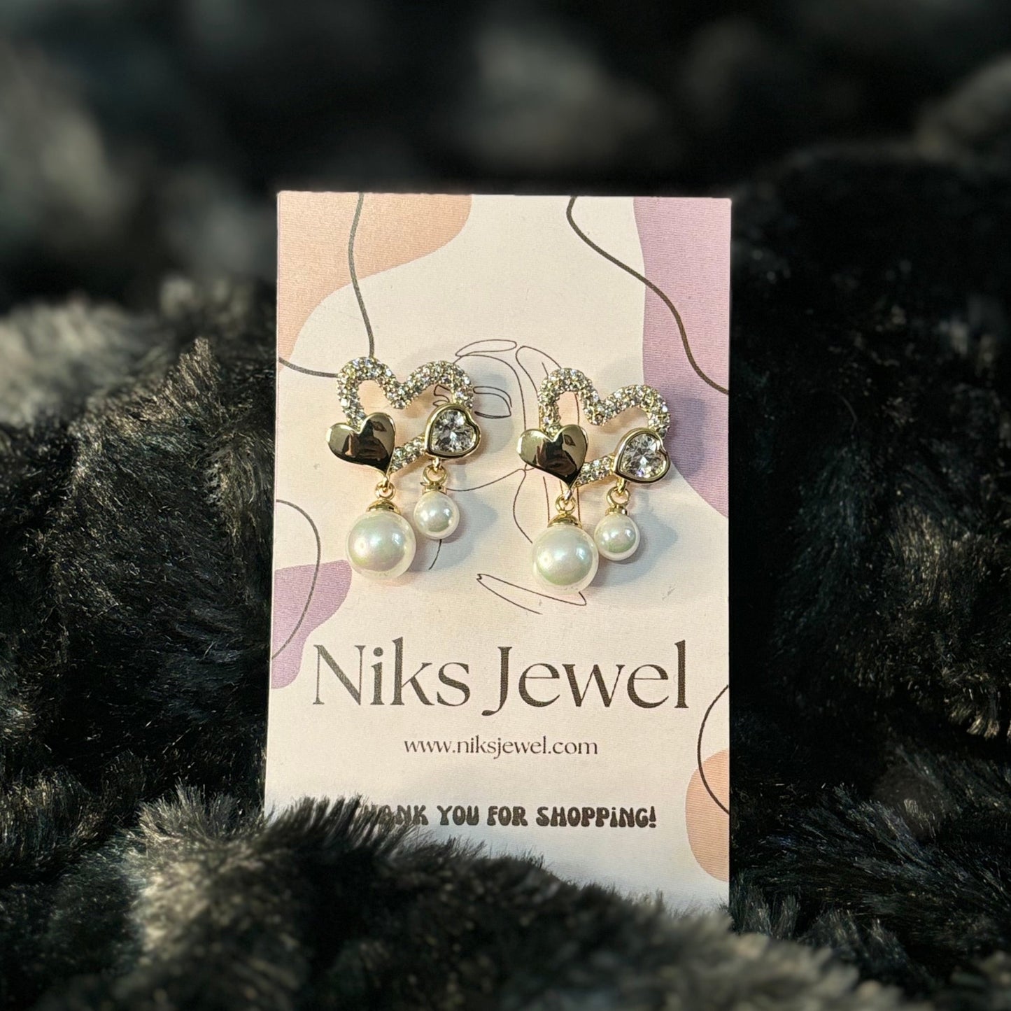 Heart Shaped Pearl Stud