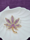 Pink and white Pave leaf brooch