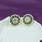 Green Kundan Floral Stud Earrings