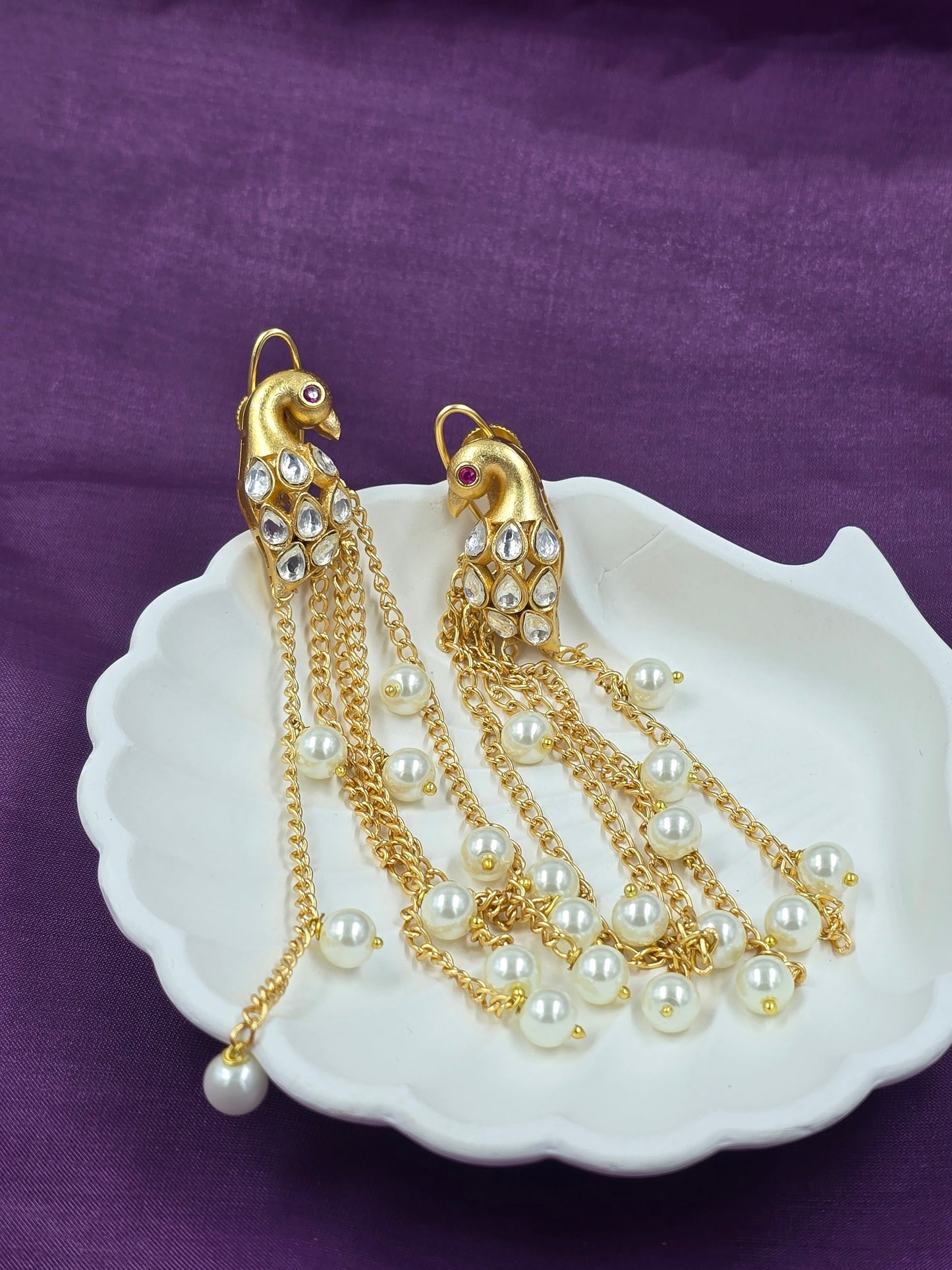 Peacock & Pearl Chain Danglers