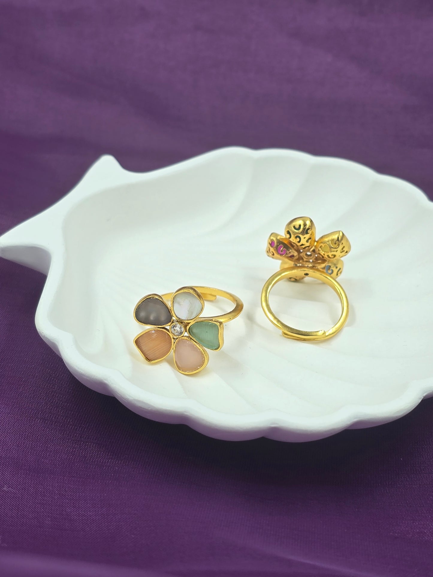 Minimal Kundan Adjustable Ring