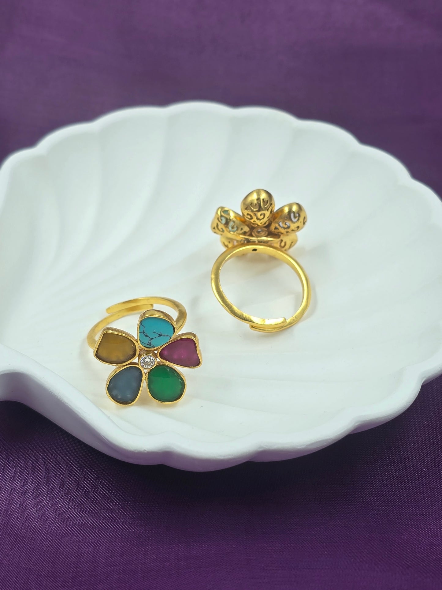 Minimal Kundan Adjustable Ring