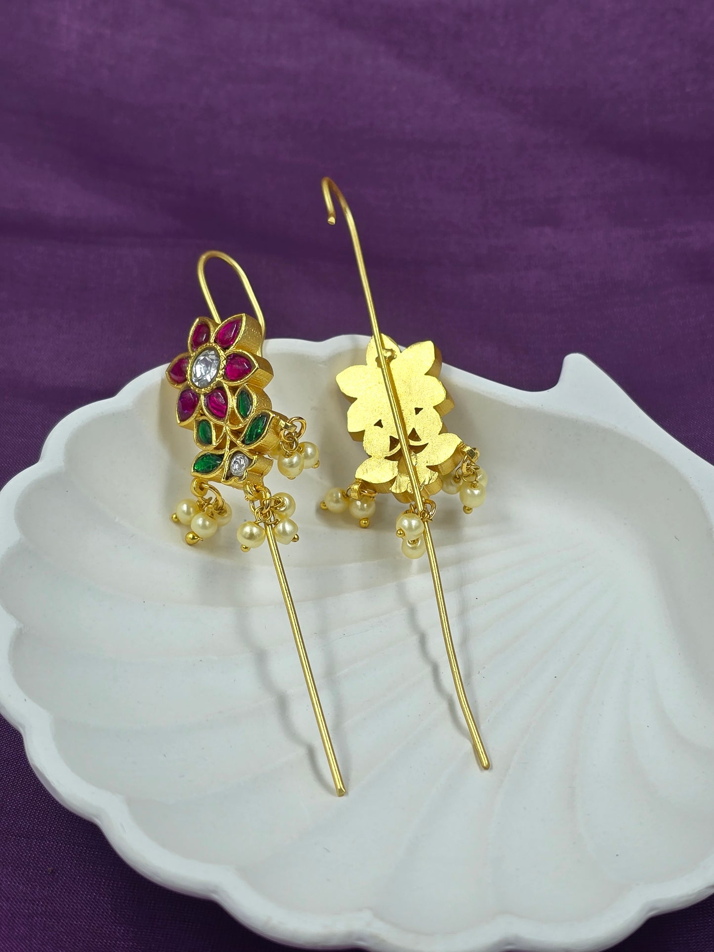 Floral Threader Dangler Earrings