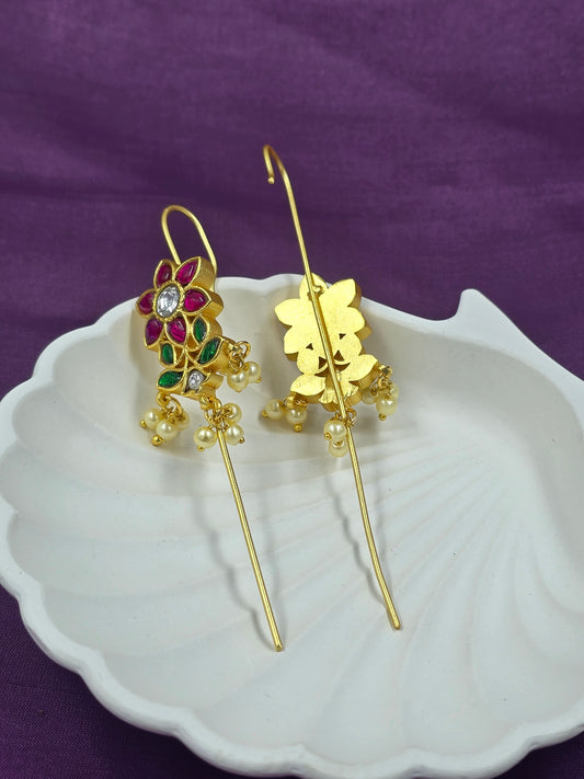 Floral Threader Dangler Earrings