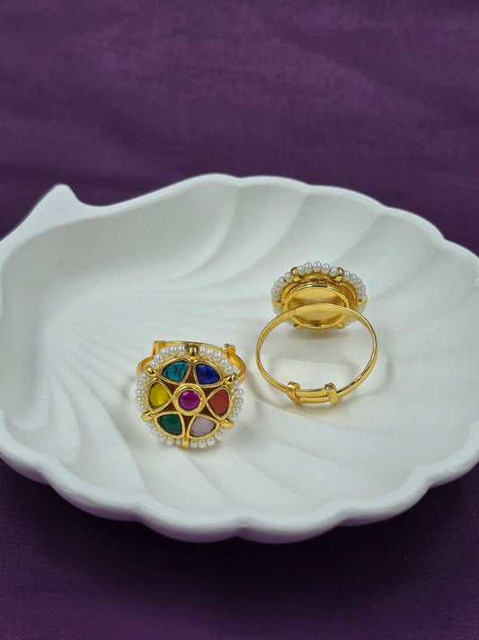 Kundan Adjustable Ring