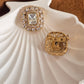Polki Crystal Square Brooch in Golden Finish