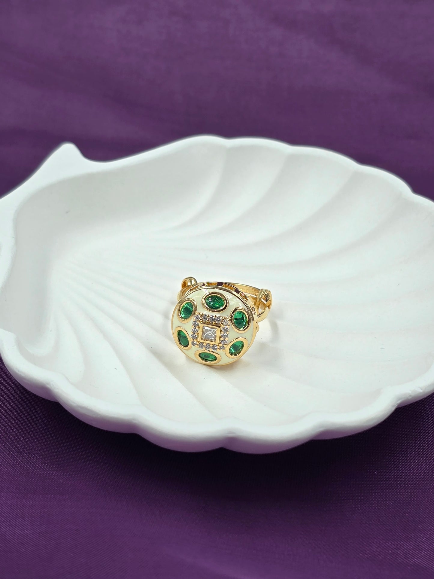 Kundan Meenakari Ring
