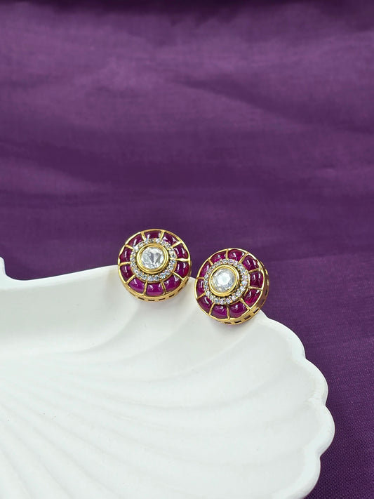 Kundan Round Stud Earrings
