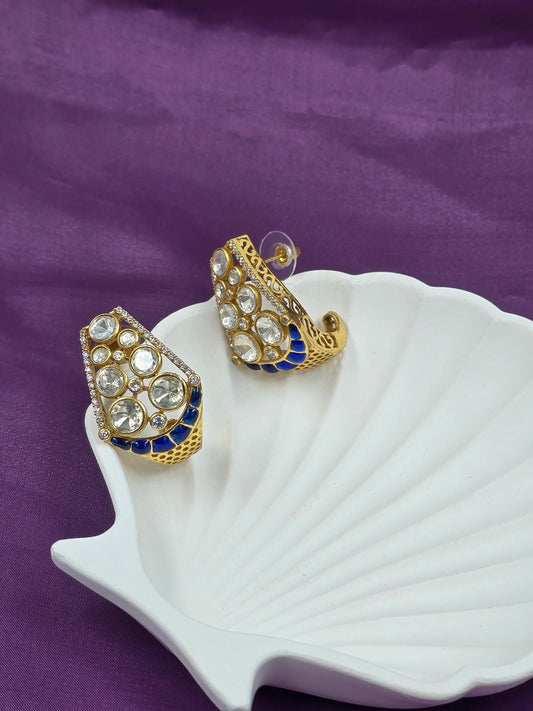 Gold-Plated Pachi Kundan Statement Stud Earrings