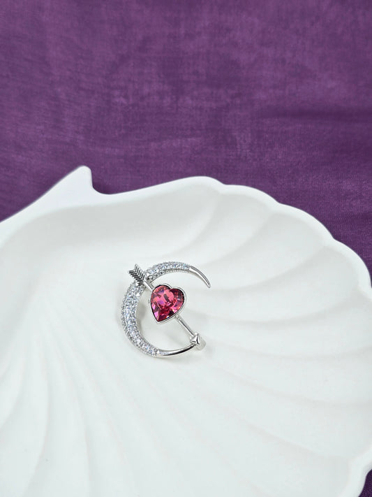 Heart & Moon Brooch