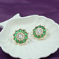 Green Kundan Floral Stud Earrings