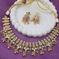 Antique Gold Temple Necklace Set with Multicolour Stones