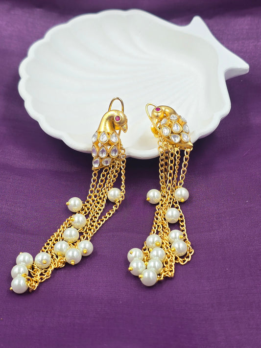 Peacock & Pearl Chain Danglers