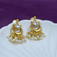 Gold-Plated Pearl Drop Temple-Style Earrings