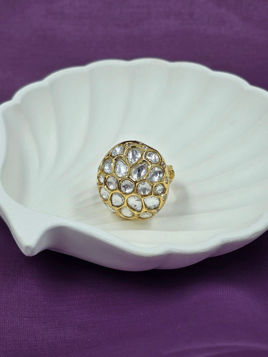 Oval Polki Adjustable Ring