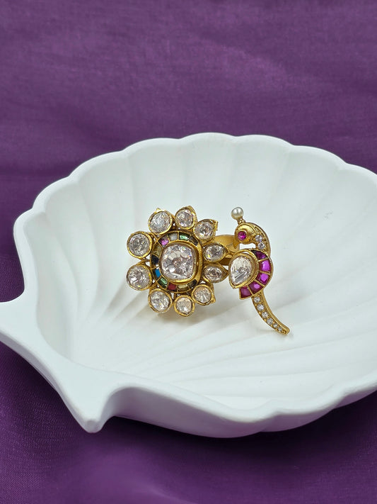 Peacock Polki Statement Ring