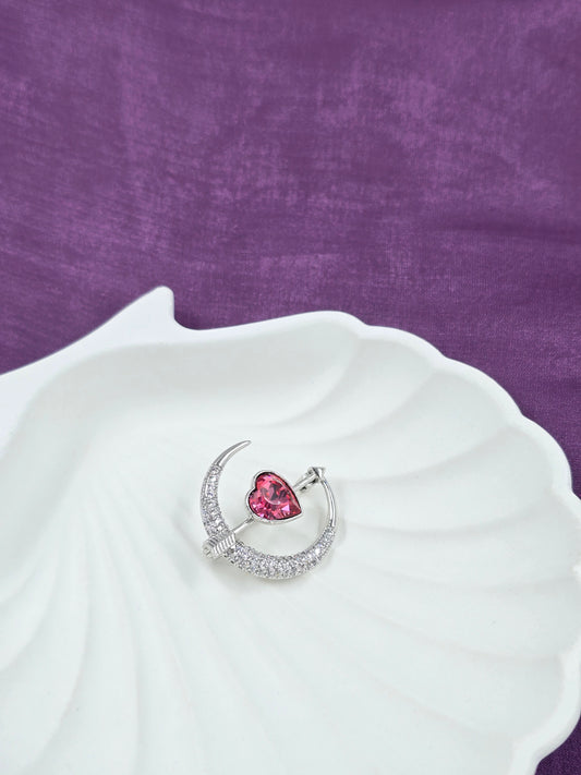 Heart & Moon Brooch