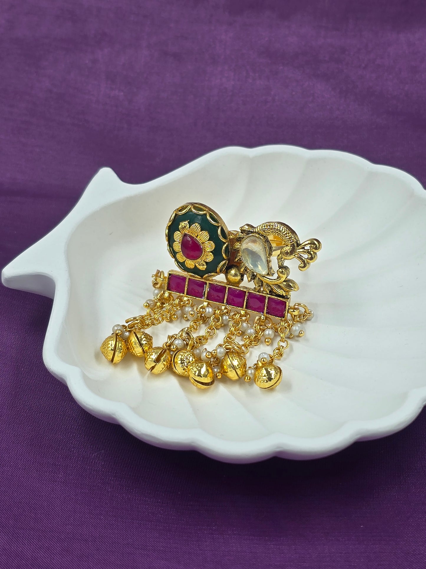 Peacock Motive Rajwadi Ring